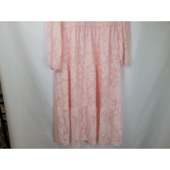 Merokeety Womens Floral Textured Long Sleeve Smocked Midi Dress 2XL - Picture 3 of 9